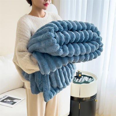 Luxury Rabbit Plush Blanket Thick & Warm Sofa Throw