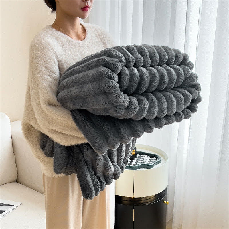 Luxury Rabbit Plush Blanket Thick & Warm Sofa Throw
