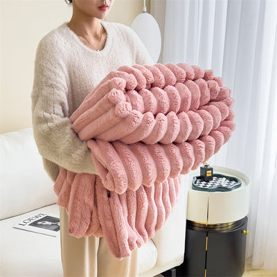 Luxury Rabbit Plush Blanket Thick & Warm Sofa Throw