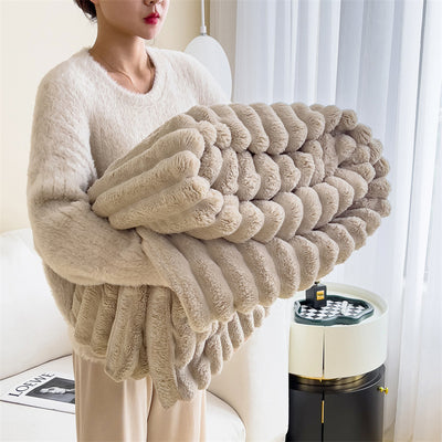 Luxury Rabbit Plush Blanket Thick & Warm Sofa Throw