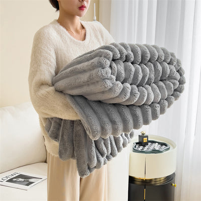 Luxury Rabbit Plush Blanket Thick & Warm Sofa Throw
