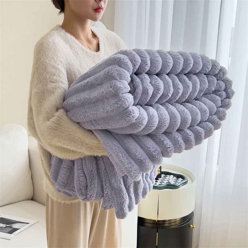 Luxury Rabbit Plush Blanket Thick & Warm Sofa Throw