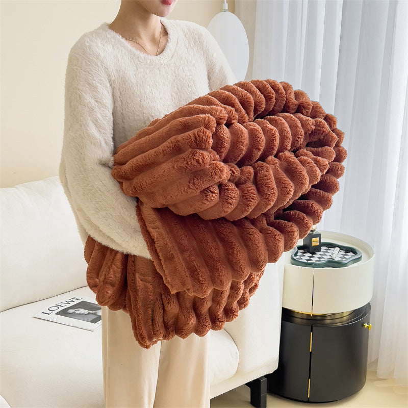 Luxury Rabbit Plush Blanket Thick & Warm Sofa Throw