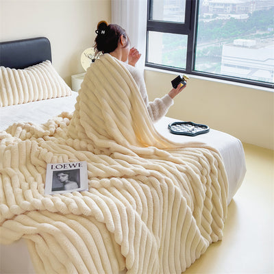 Luxury Rabbit Plush Blanket Thick & Warm Sofa Throw