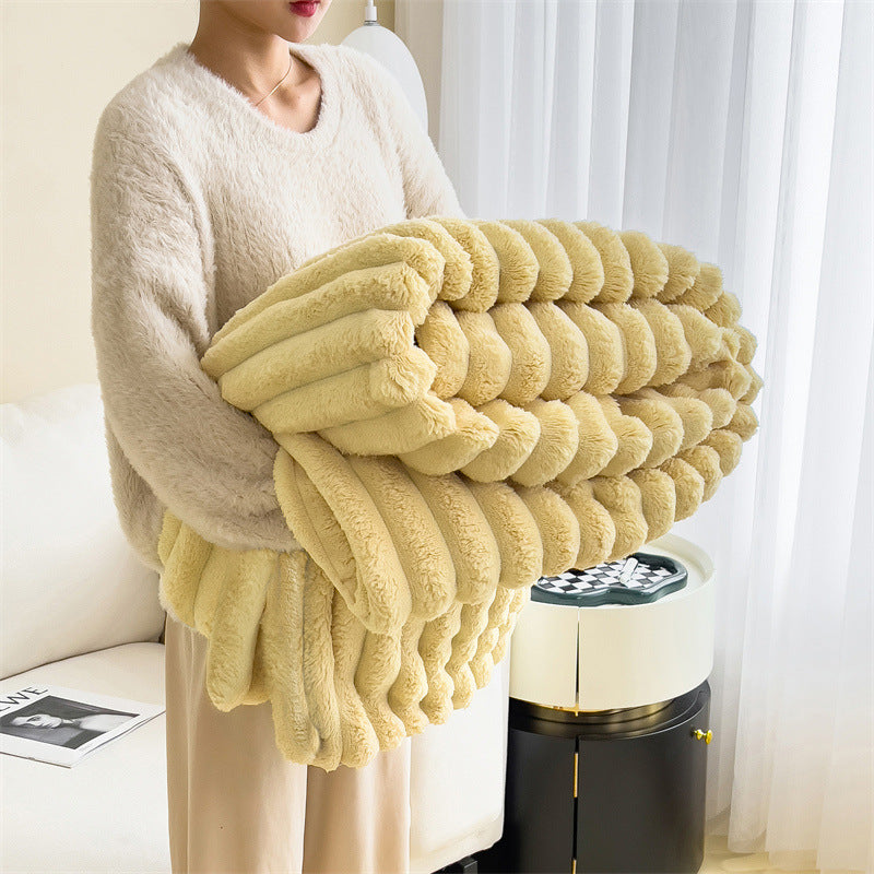 Luxury Rabbit Plush Blanket Thick & Warm Sofa Throw