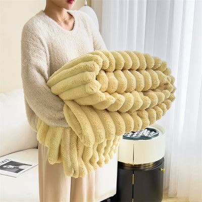 Luxury Rabbit Plush Blanket Thick & Warm Sofa Throw