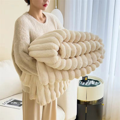 Luxury Rabbit Plush Blanket Thick & Warm Sofa Throw
