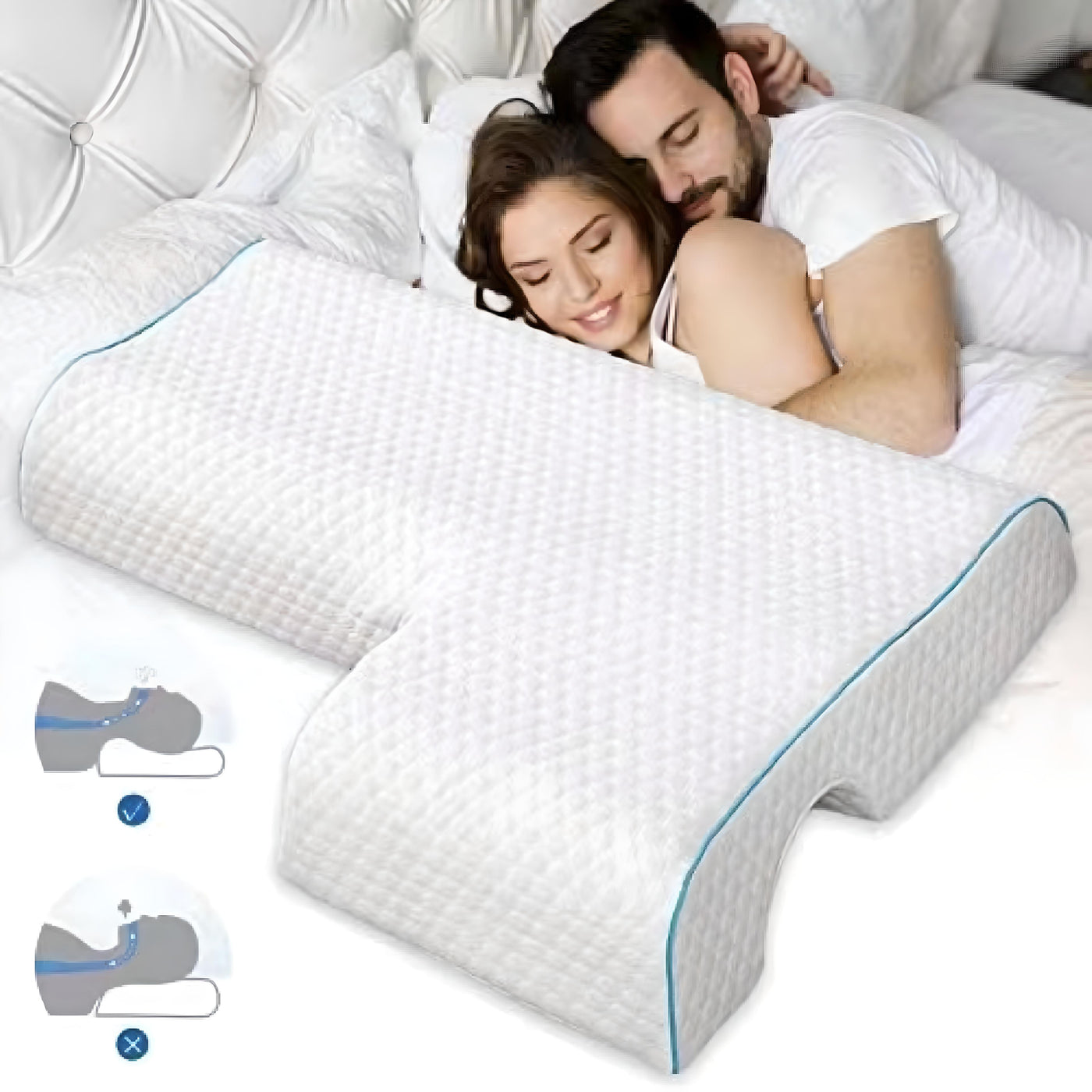 Zero Pressure Couple Pillow Memory Foam Arm & Cervical Support